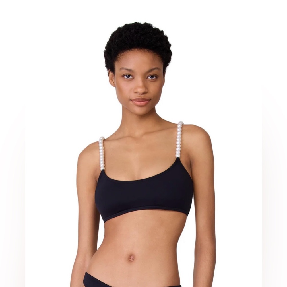 Kate Spade Pearl Strap Bikini Top - String Of Pearls Size M Black